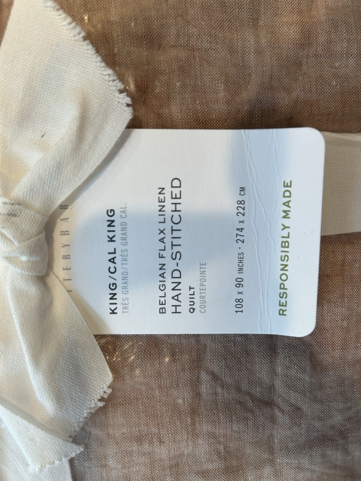 Pottery Barn, Belgian Flax Linen Handstitched Quilt, King/CaKing Rosewood Blush gallery