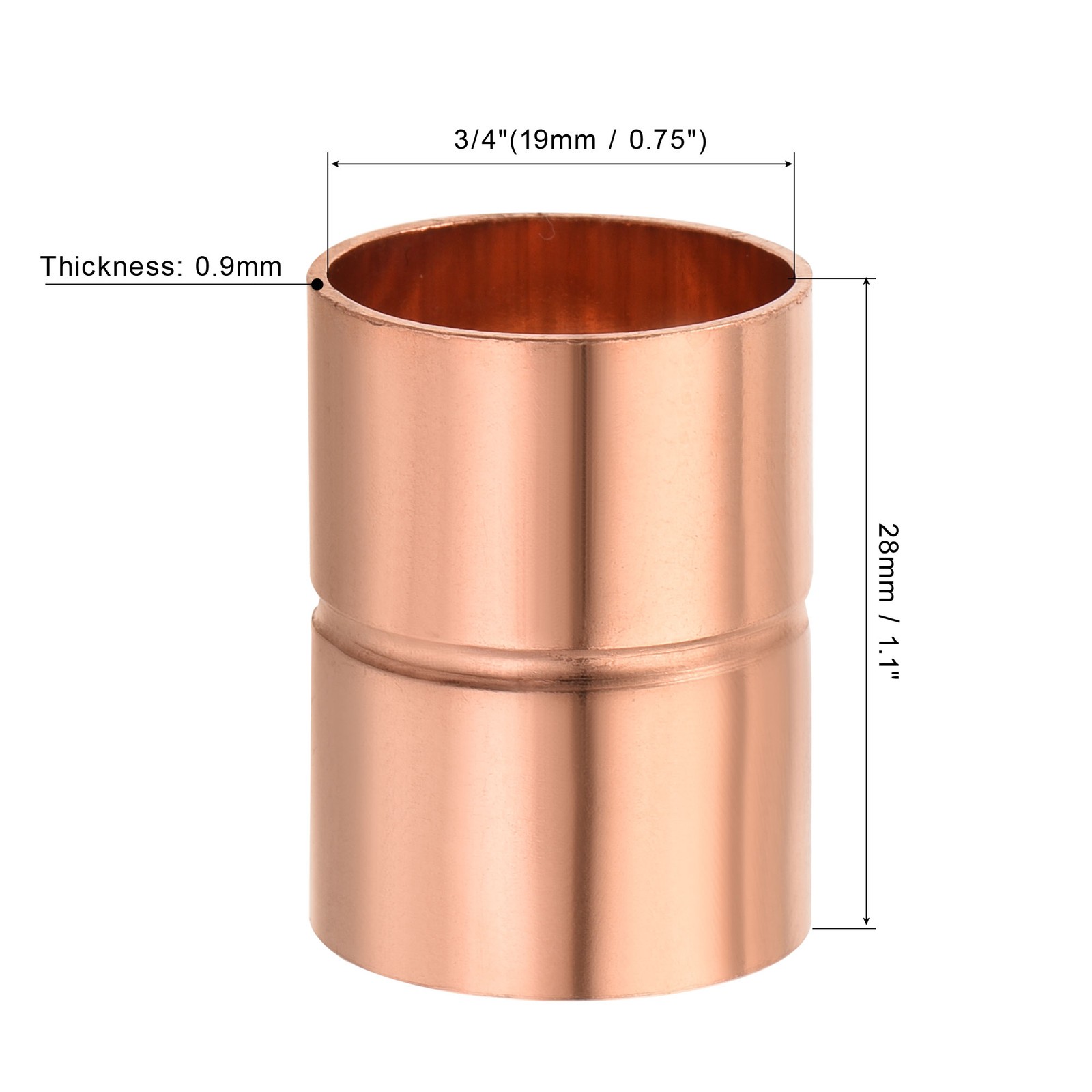 Straight Copper Coupling Fittings, 3/4 Inch ID Welding Joint, Pack of 2 gallery