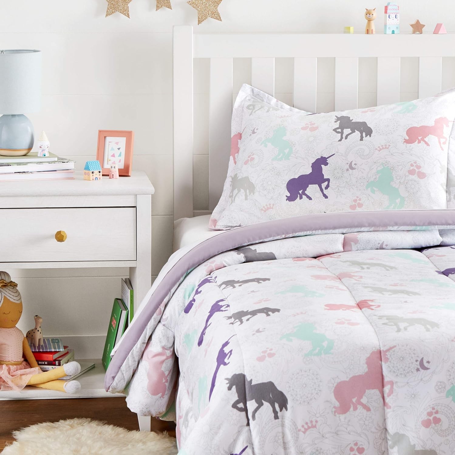 2-Piece Soft Easy-Wash Microfiber Kid's Comforter & Pillow Sham Set Twin Purple gallery