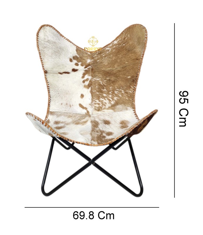 Butterfly Chair Goat Hide Rustic Openable Leather Stool Natural Fur Ottoman gallery