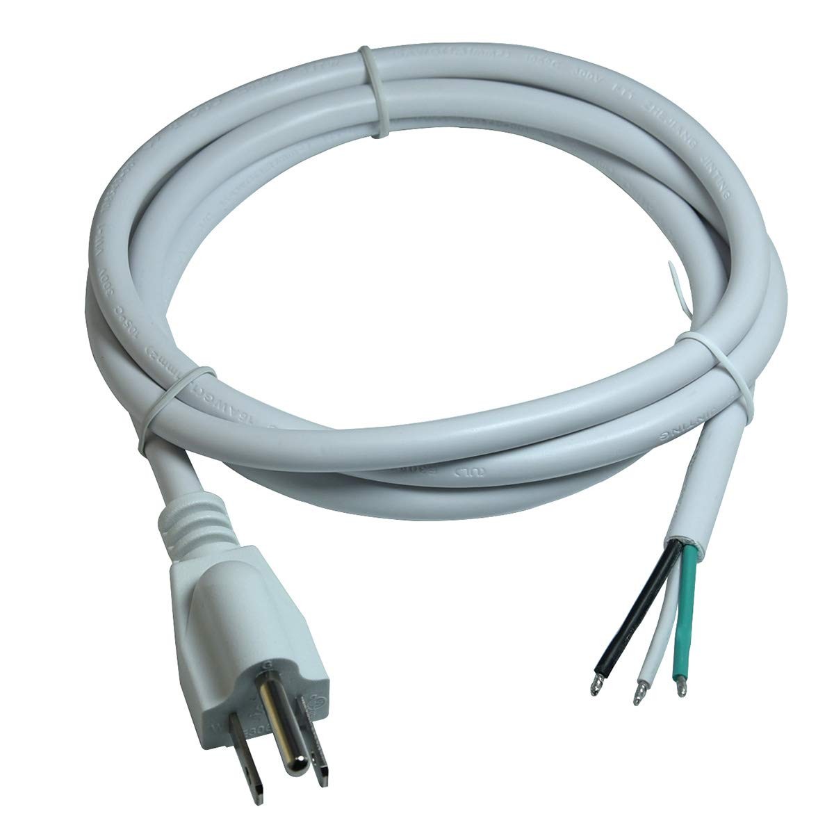 16/3 AWG 3 Prong AC Replacement Power Cord, Open End 10A 5FT UL-Listed White ... gallery