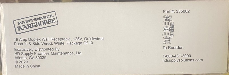 Maintenance Warehouse 10-Pack Duplex Receptacle Outlet, 15Amp/125V,UL - NEW! gallery