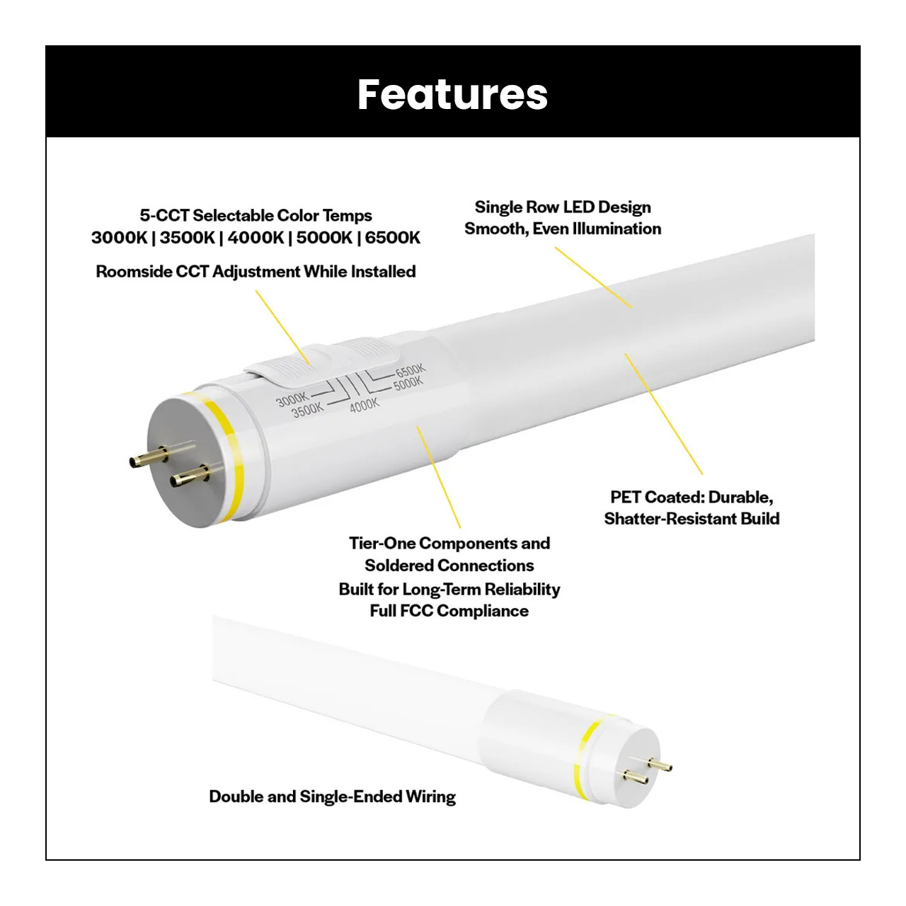 (25PK) Halco ProLED 87302 4ft LED T8 Tube Hybrid 12.5W 1600lm 5CCT 120-277V gallery