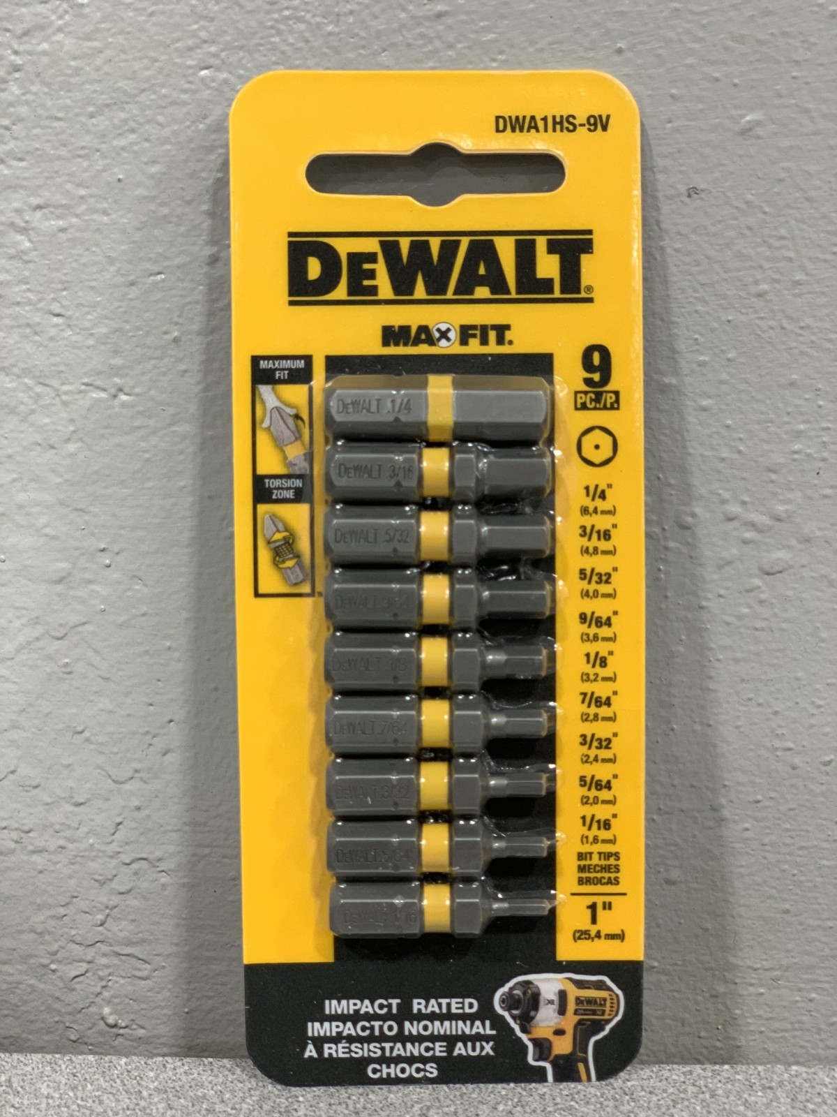 DeWalt 2897130 Max Fit Hex 1 in. L Insert Bit Set S2 Tool Steel 9 pc gallery
