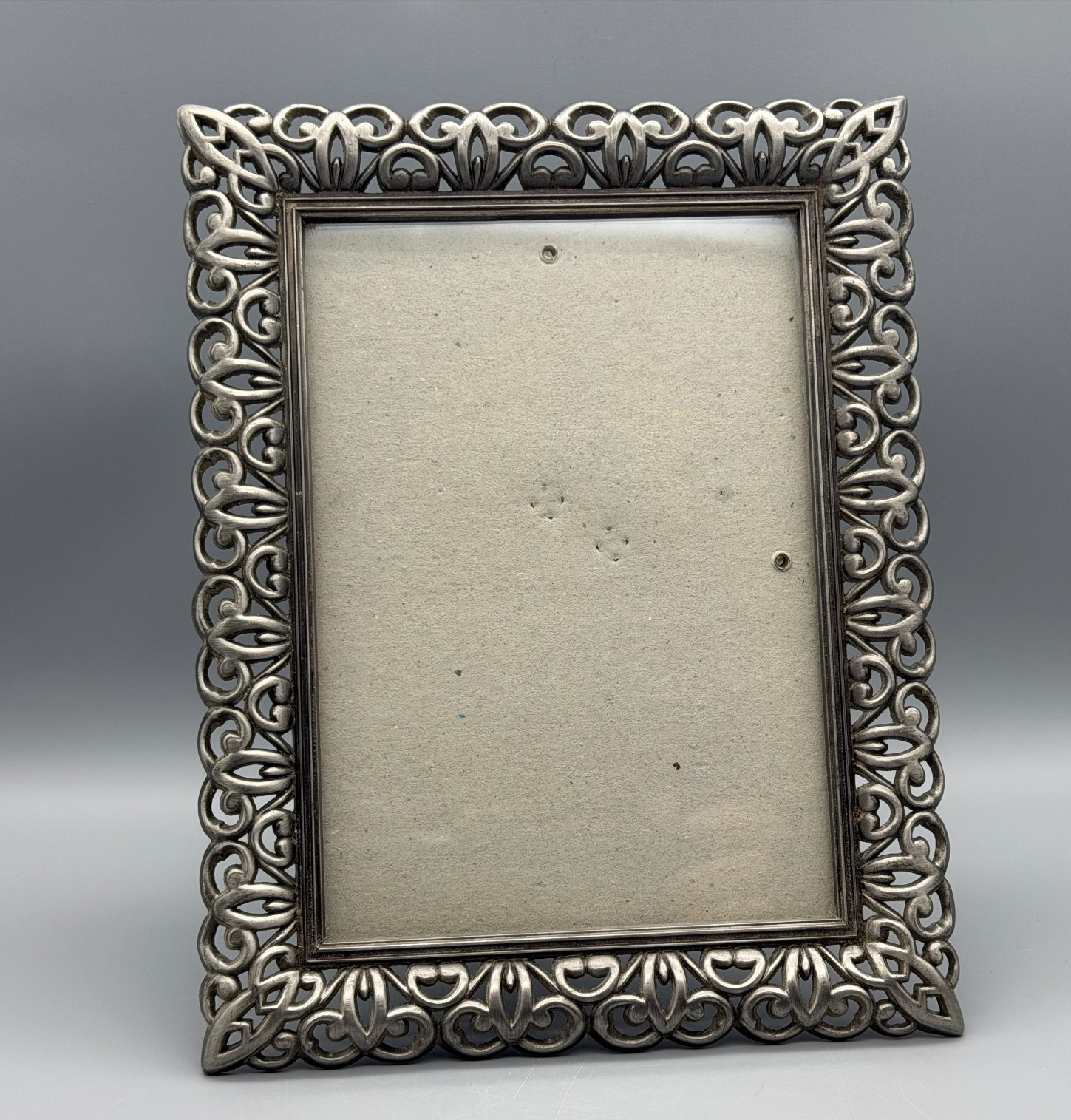 Sixtrees Pewter Picture Frame Ornate 5x7" portrait or landscape stand or hang gallery