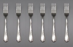 SET OF SIX – Oneida Stainless Flatware – BELLE ROSE – Dinner Forks * USA