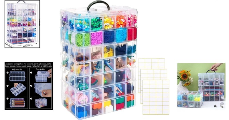 7-Tier Stackable Storage Box with 70 Compartments for Arts & Crafts Organization gallery
