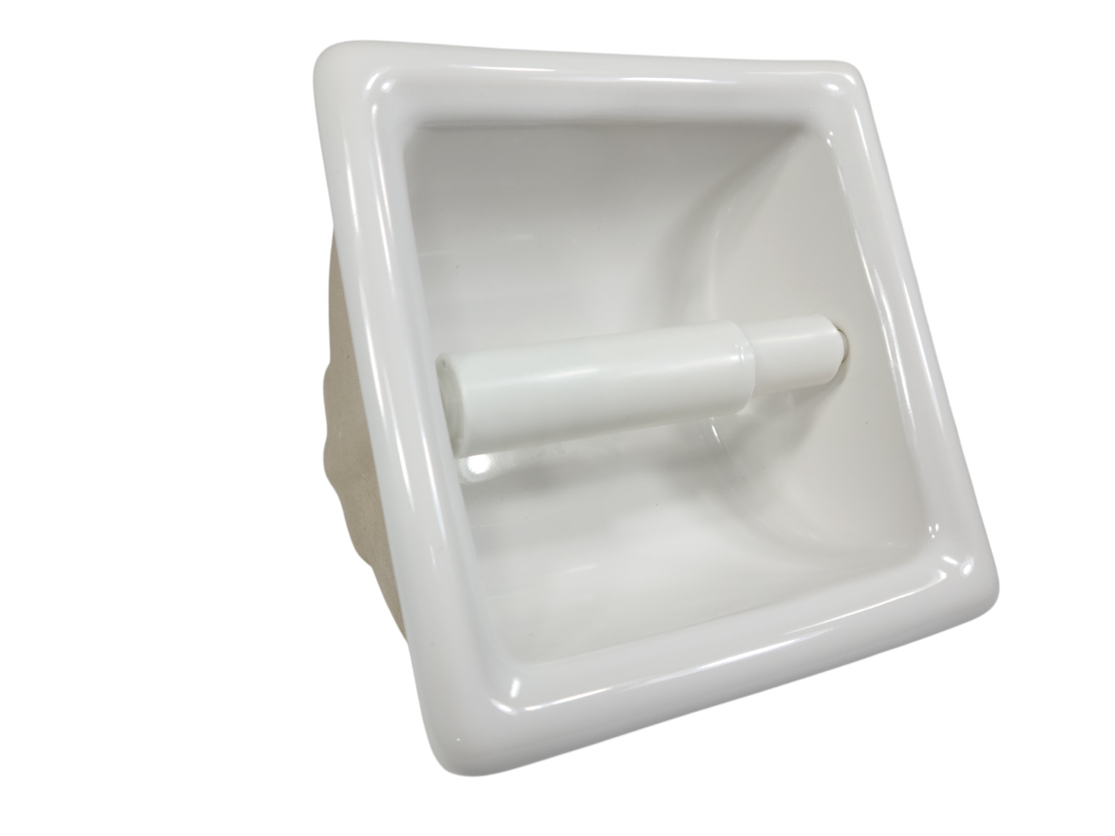 Recessed White Ceramic Tile TP Holder Toilet Paper Niche Mid Century Modern gallery