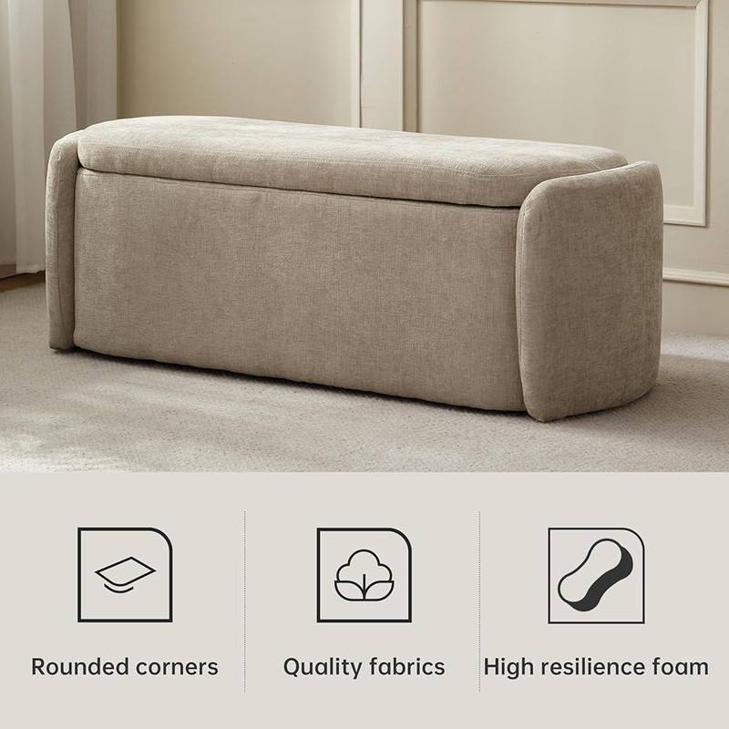 Storage Ottoman Bench Modern Upholstered Lift Off Lid Living Room Bedroom New gallery