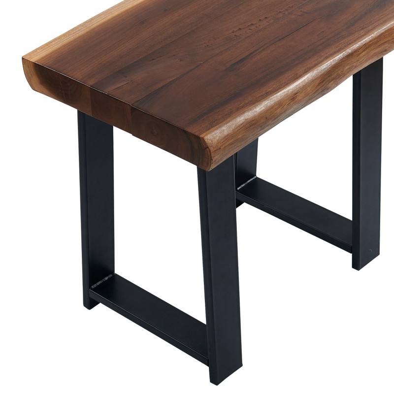 Rustic Teak Bench Table Natural Edge Solid Wood Seat Entryway Hallway Seating gallery