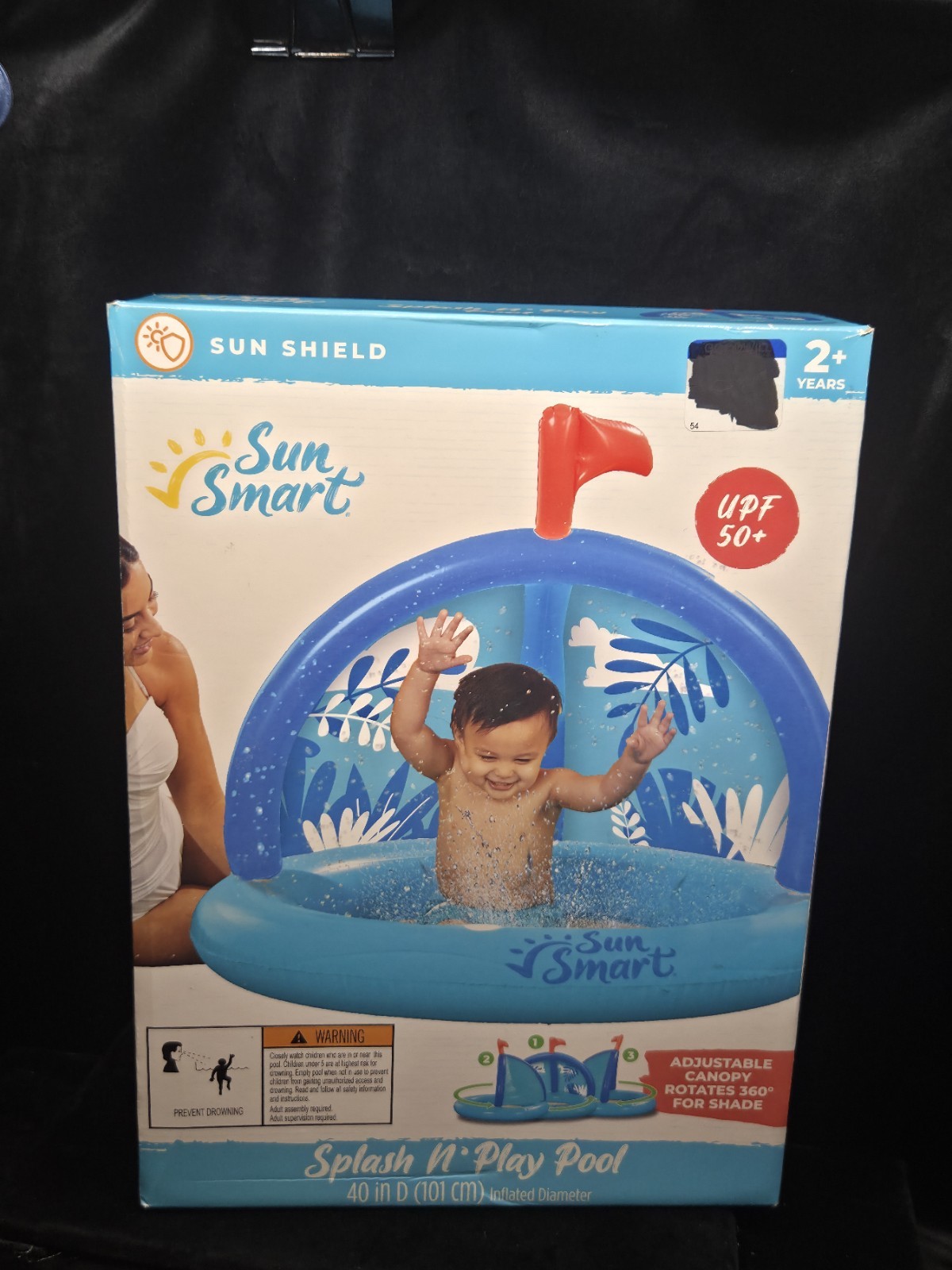 Sun Smart Splash N Play Pool 40in Kiddie Inflatable UPF 50 Canopy New gallery