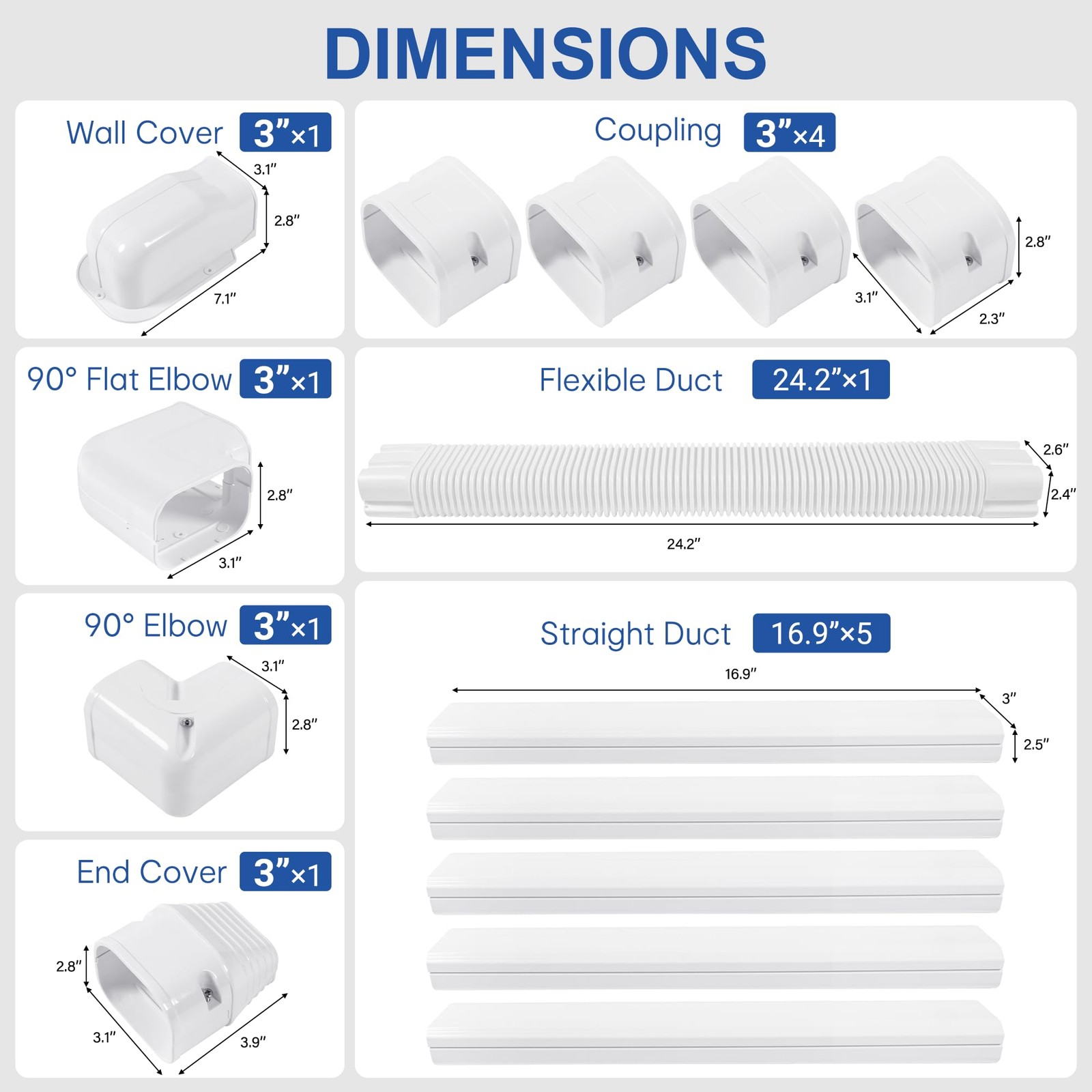 3" 10Ft PVC Decorative Line Set Cover Kit Protection Mini Split Air gallery