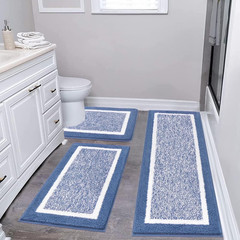 Bath Rug Set 3-Piece Microfiber Geometric Bathroom Mat Carpet Choose Your Color