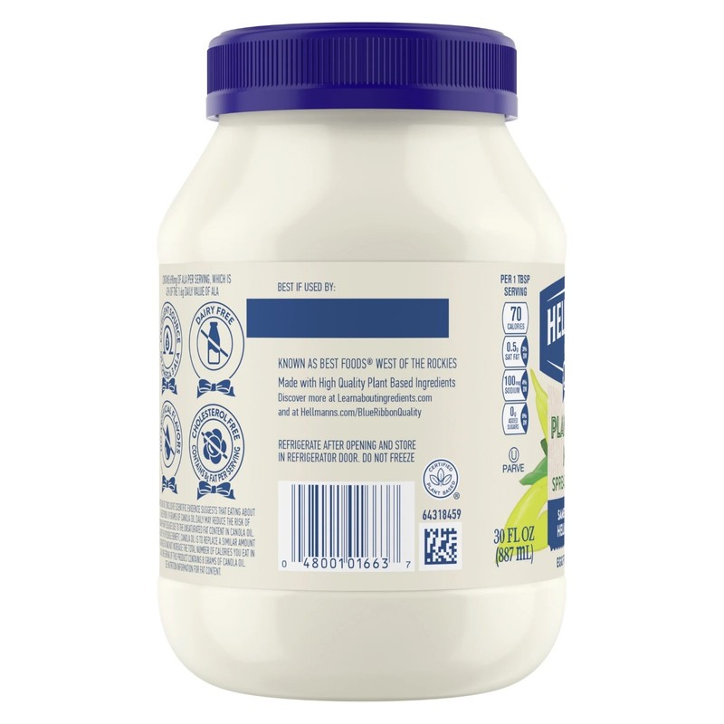 Hellmann's Plant Based Mayonnaise Spread & Dressing Condiments, 30 fl oz Jar gallery
