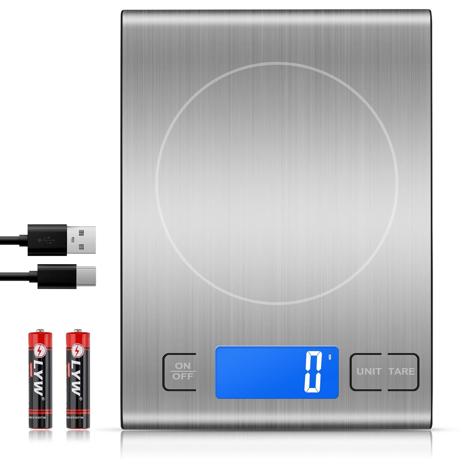 33Lb Rechargeable Food Scale, 304 Stainless Steel Digital Kitchen Scale with 3 gallery