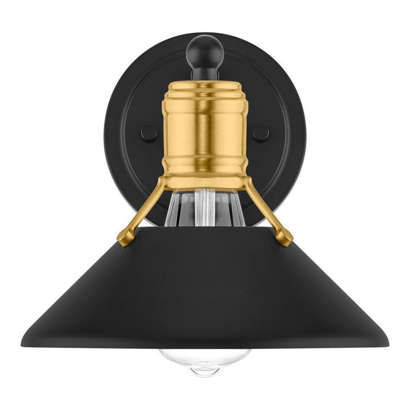 HDC Feldner One Light Wired Sconce Matte Black Finished And Aged Brass Accents gallery