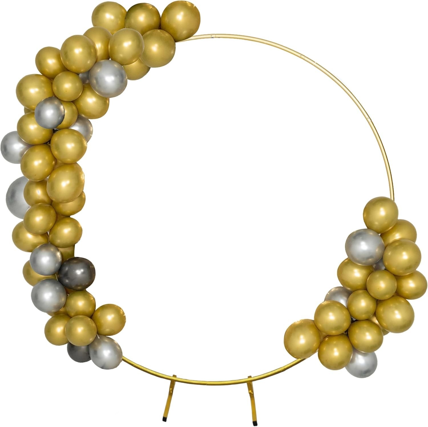 Round Backdrop Stand Circle Arch, 6.5ft Golden Metal Balloon Arch Kit for Par... gallery