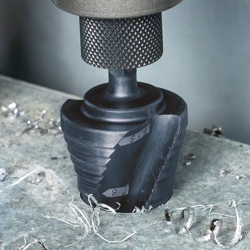 Klein Tools QRST11 Step Drill Bit, Quick Release, Spiral Flute, 7/8 to 1-1/8 In gallery
