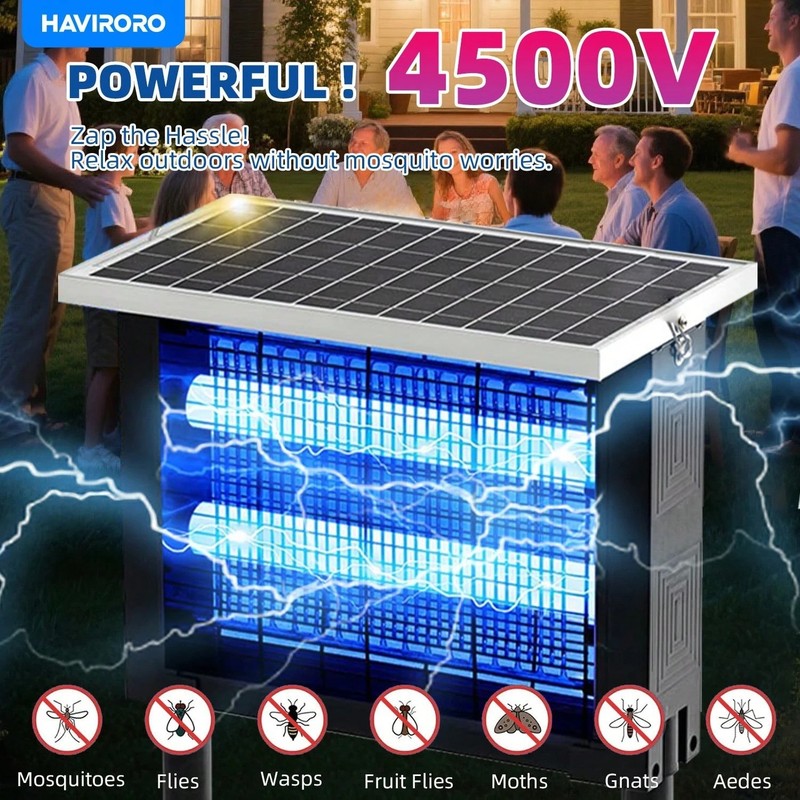 Solar Bug Zapper Outdoor Rechargeable Mosquito Killer 2000sq ft Patio Lamp gallery