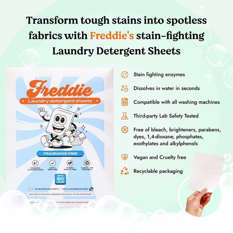3 Pack Freddie Laundry Detergent Sheets - 180 Loads (90 Sheets) gallery