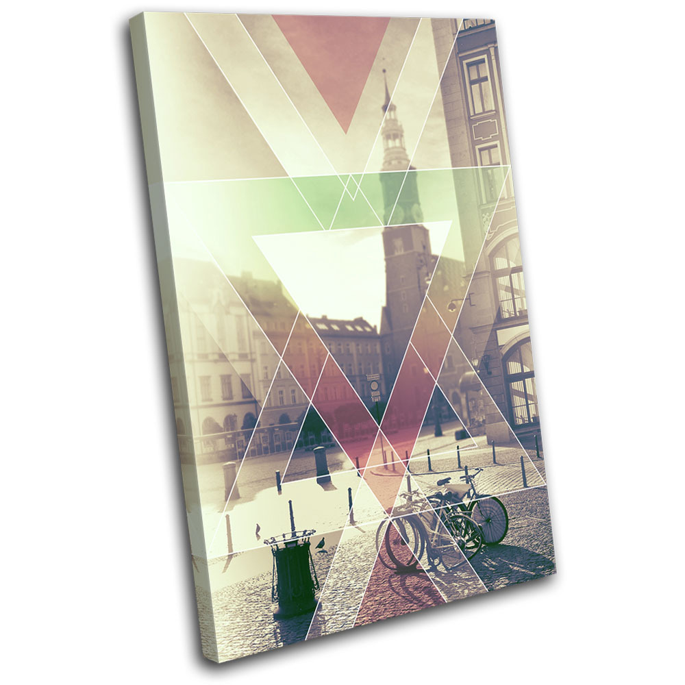 Paris Abstract Geometric City SINGLE CANVAS WALL ART Picture Print VA gallery