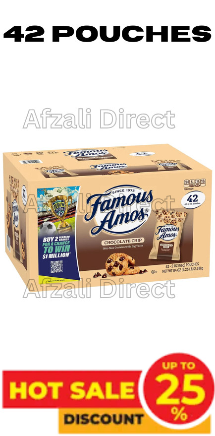 42 PACK -Famous Amos Chocolate Chip Cookies 2 oz (Total 84 oz) LOWEST PRICES gallery