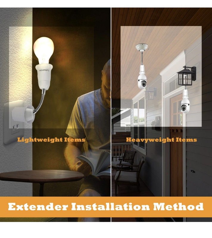 Light Bulb Socket Extender Adapter Flexible Extension Adjustable Converter 2Pack gallery