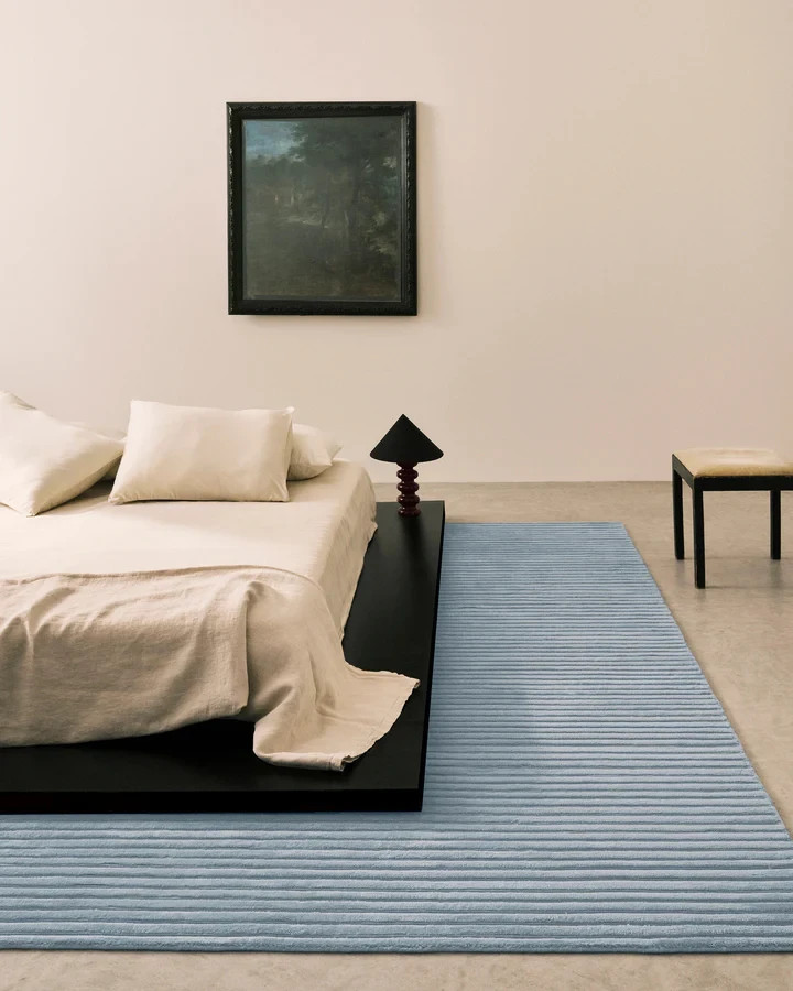 blue woolen Hand Tufted Carpet bedroom kitchen hall