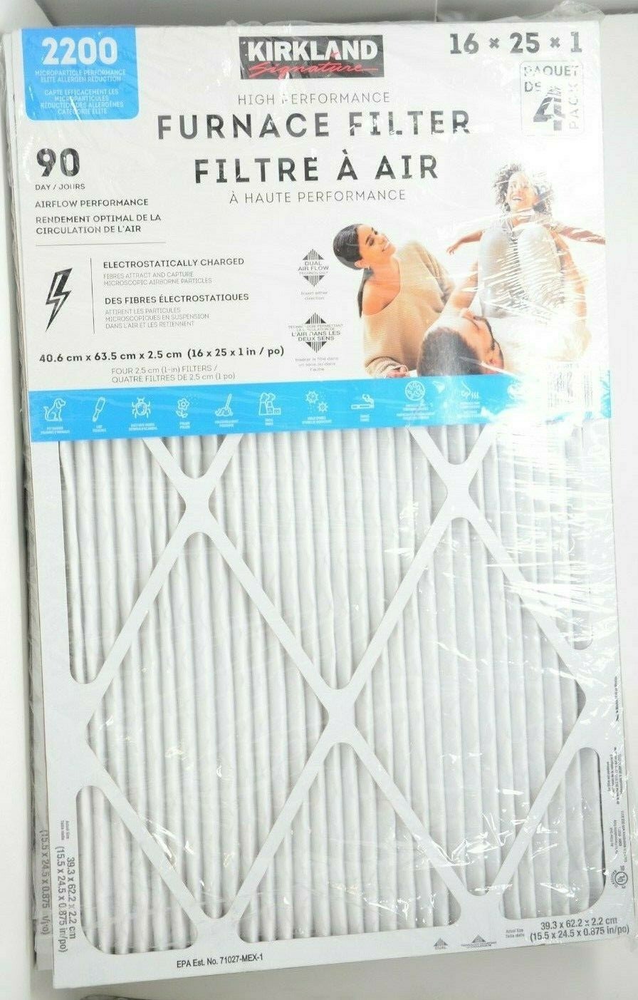Kirkland Signature High Performance Air Filters 4-pack – 16 in. x 25 in. x 1 in. gallery