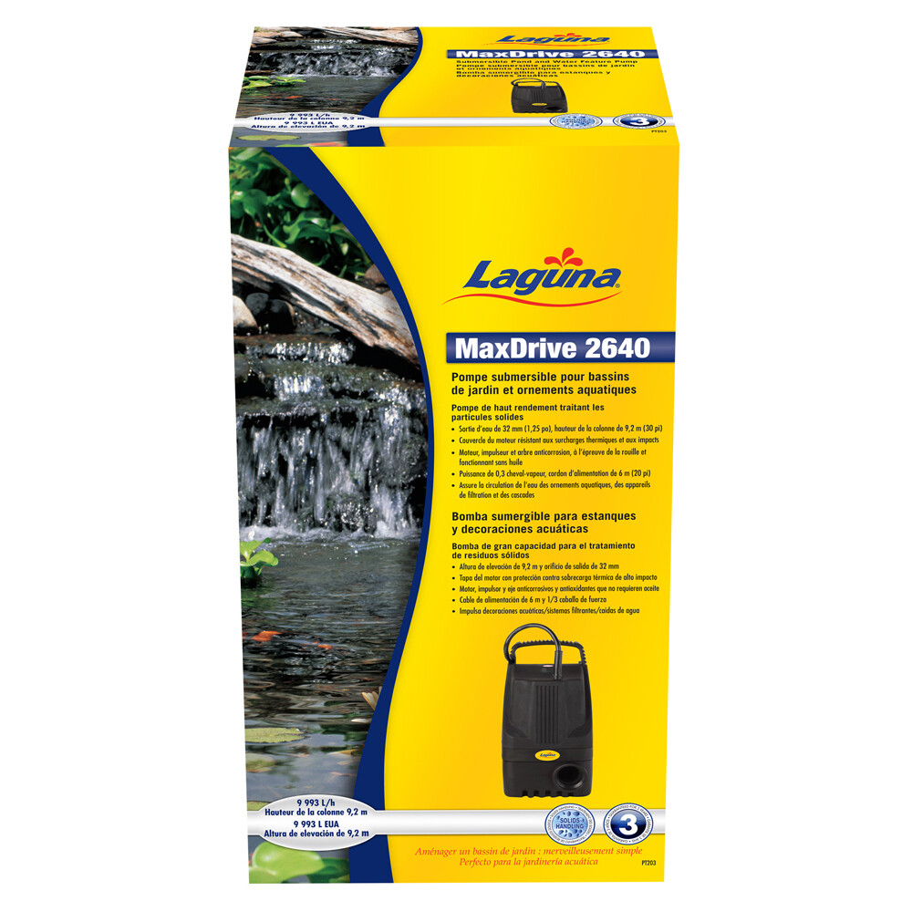LAGUNA MAXDRIVE DIRECT DRIVE SUBMERSIBLE POND GARDEN PUMP 2640 GPH HAGEN PT203