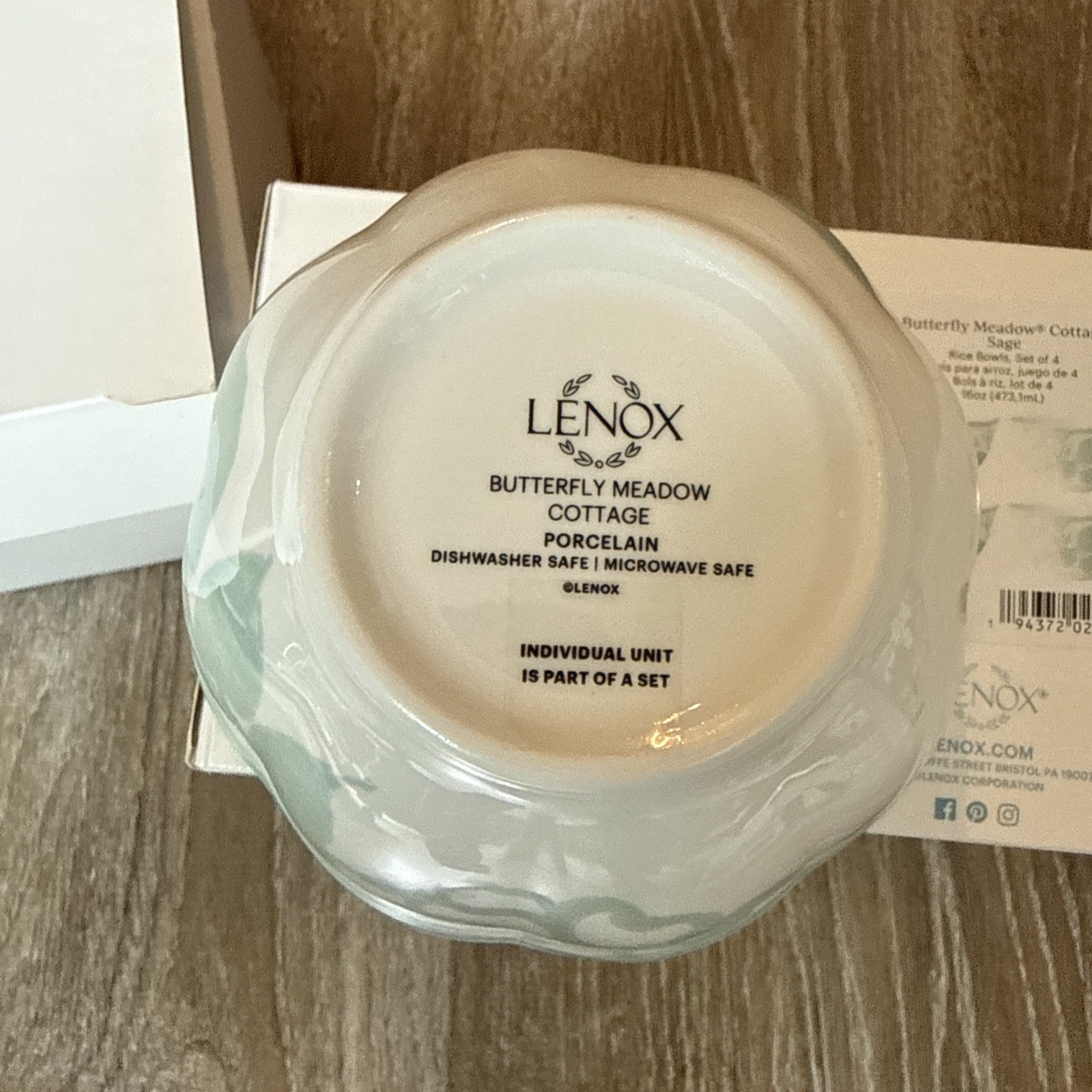 Lenox Butterfly Meadow Cottage Sage Rice Bowl, Set Of 6 Bowls-NEW gallery