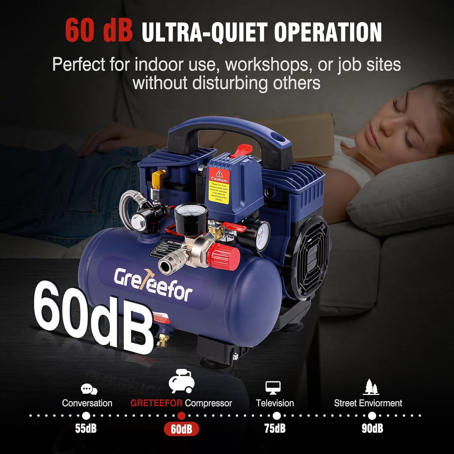 Oil Free Compressor 1 Gal 60dB Violet gallery