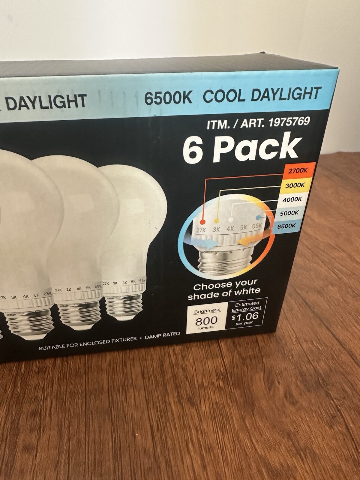 Feit 60w LED Light Bulbs 6 Pack Adjustable White Dimmable gallery