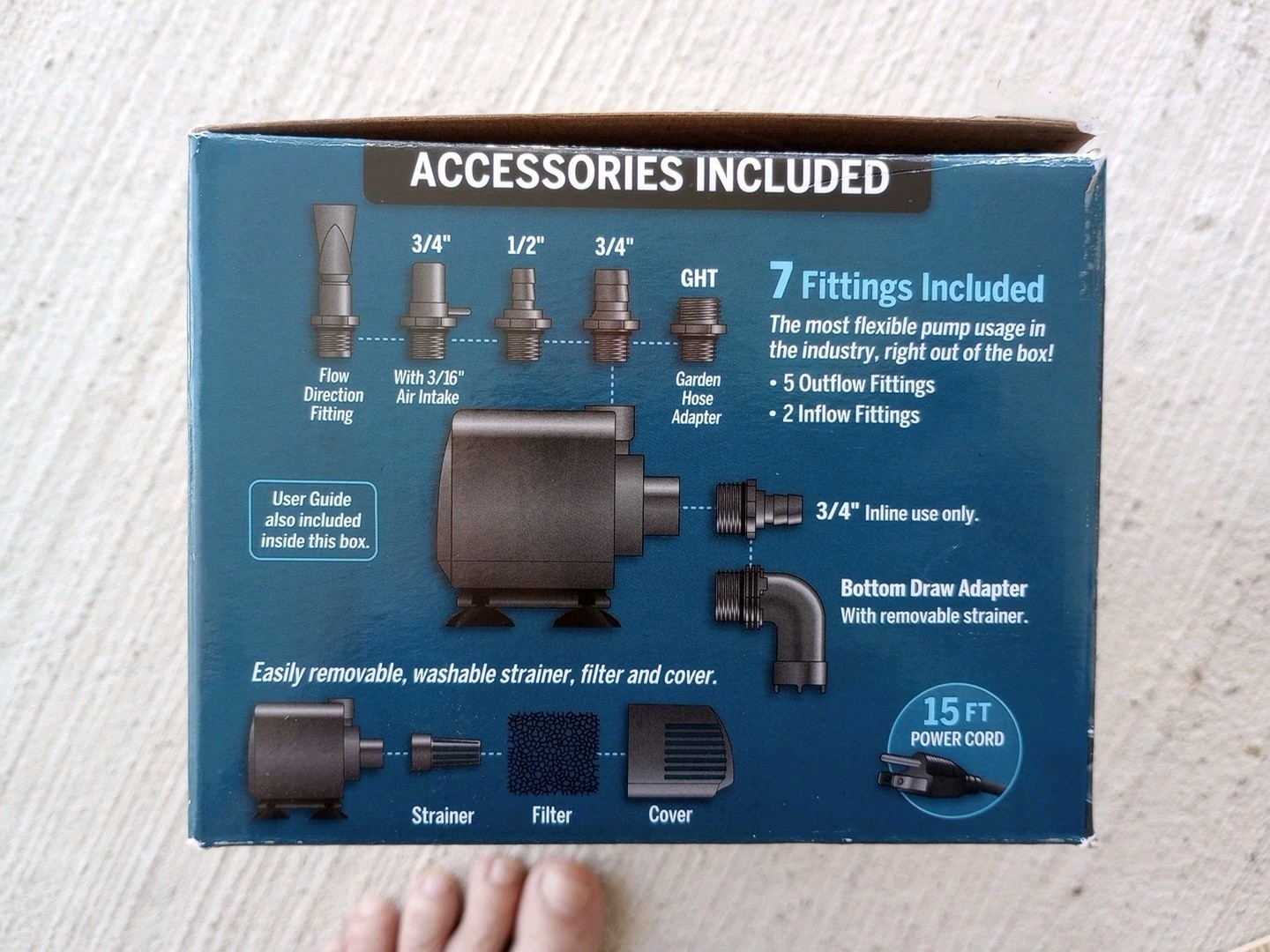 EcoPlus Eco 633 Fixed Flow Submersible/Inline Pump 594 GPH Open Box gallery