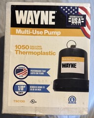 Wayne TSC130 Switchless Switch 1/4 HP 1050 GPH 120V Submersible Utility Pump NEW