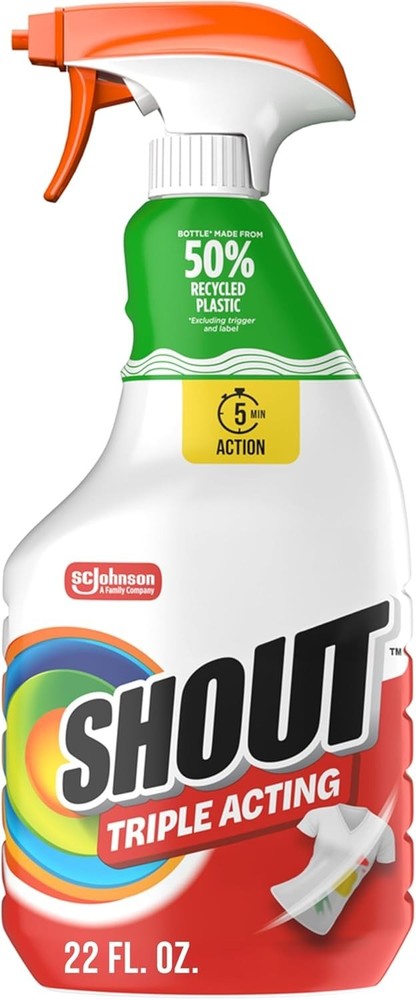 Shout Active Enzyme Laundry Stain Remover Spray for Clothes, Triple-Acting Formu