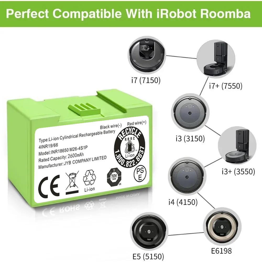 High-Quality Battery For iRobot Roomba e5 e6 i1 i2 i3 i4 i5 i6 i7+ i8+ j5+ J6+ gallery