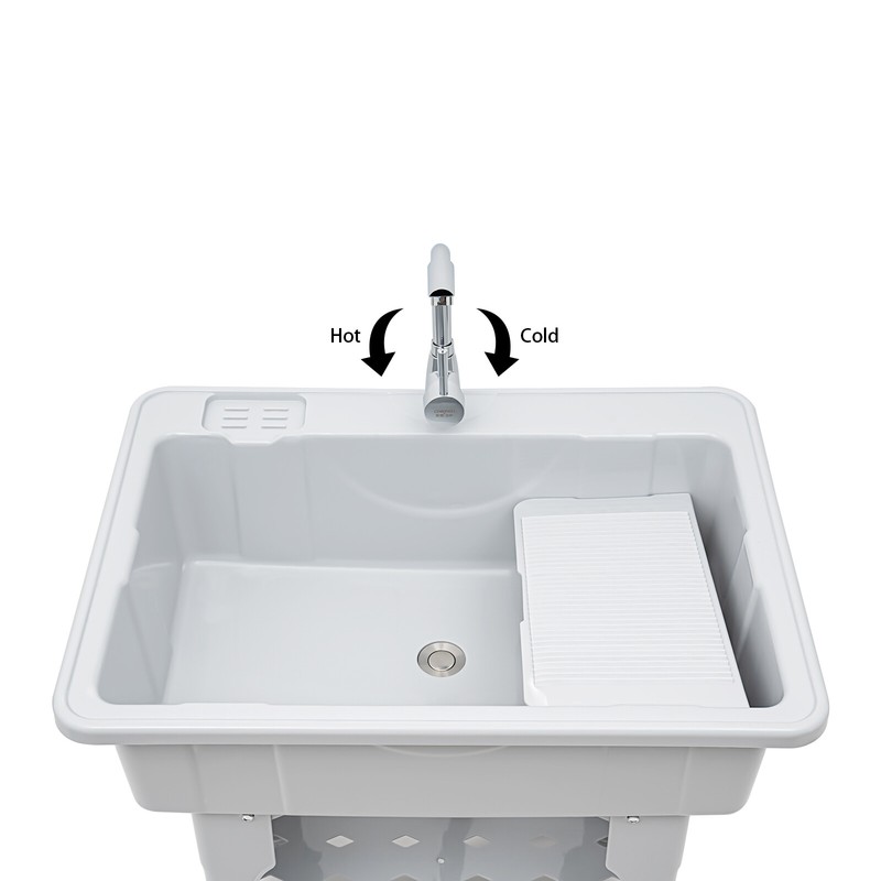 Spacious GrayUtility Sink Laundry Tub Freestanding Sink Wash Station W/ Faucet gallery