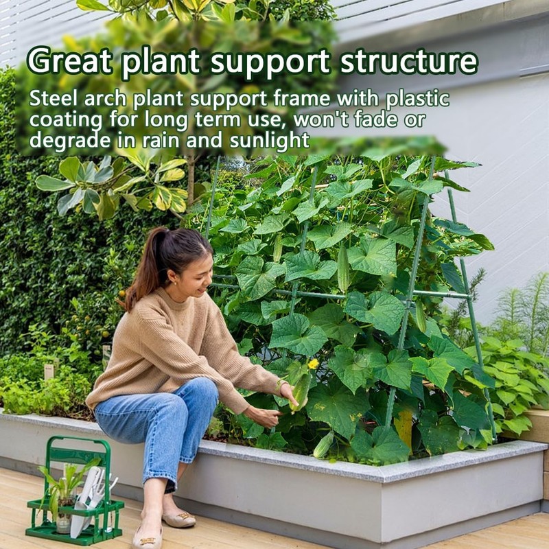 Cucumber Trellis,A-Shape Garden Trellis for Raised Beds with Climbing Net gallery