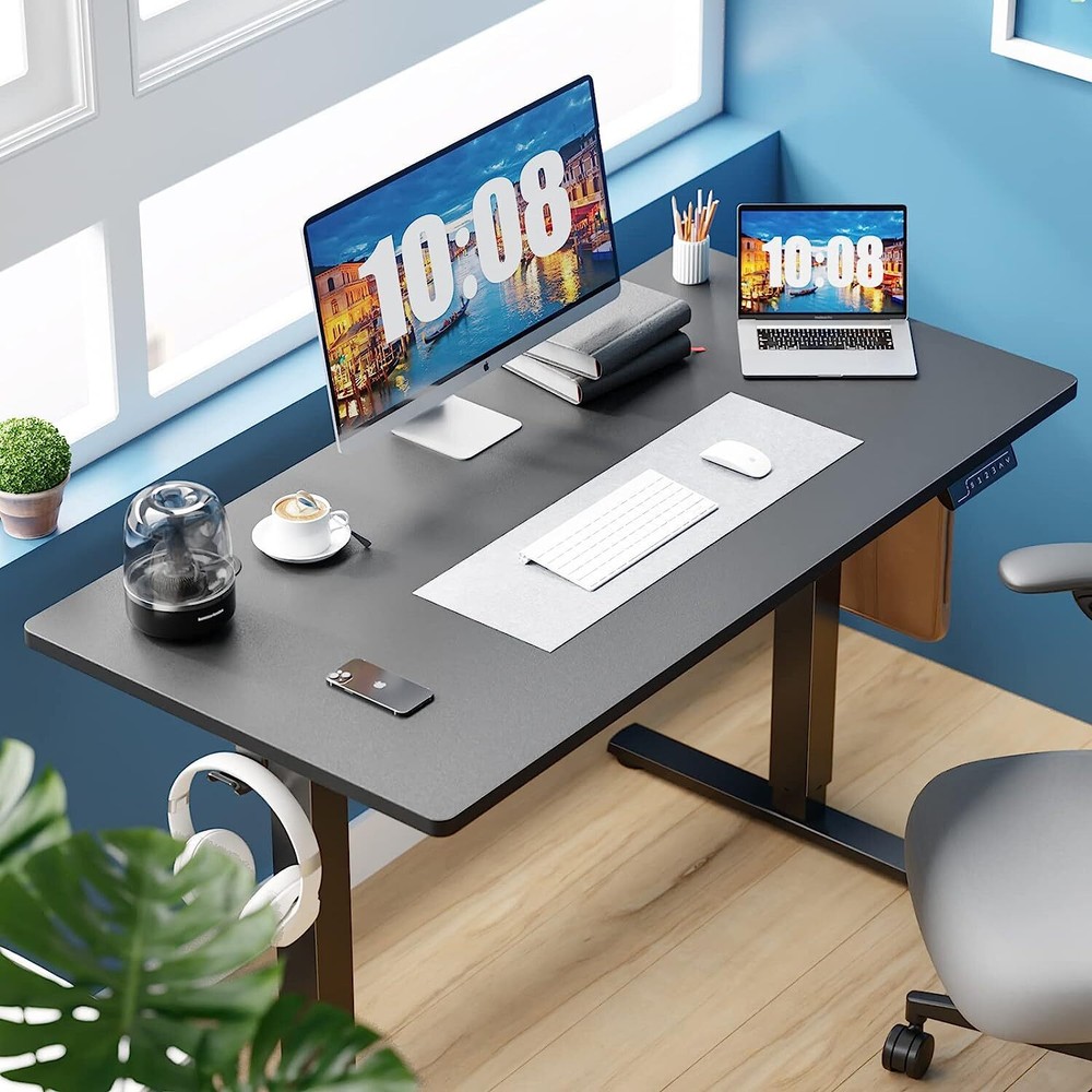 55"x24" Black Modern Height Adjustable Electric Standing Desk Home Office Table