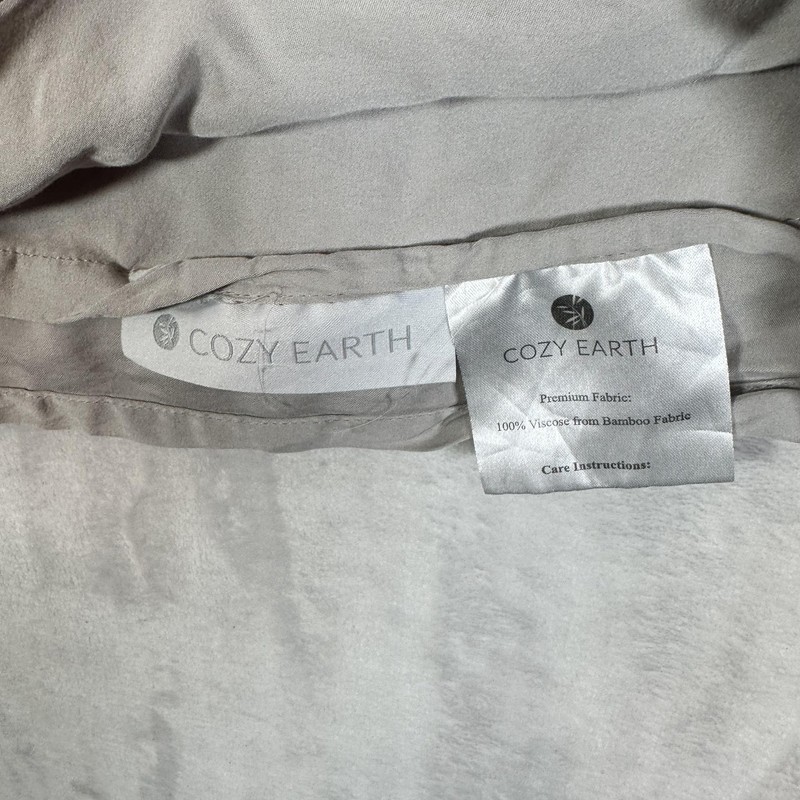 Cozy Earth Flat Sheet Twin Gray Solid Bamboo Viscose Embroidered Logo Modern gallery
