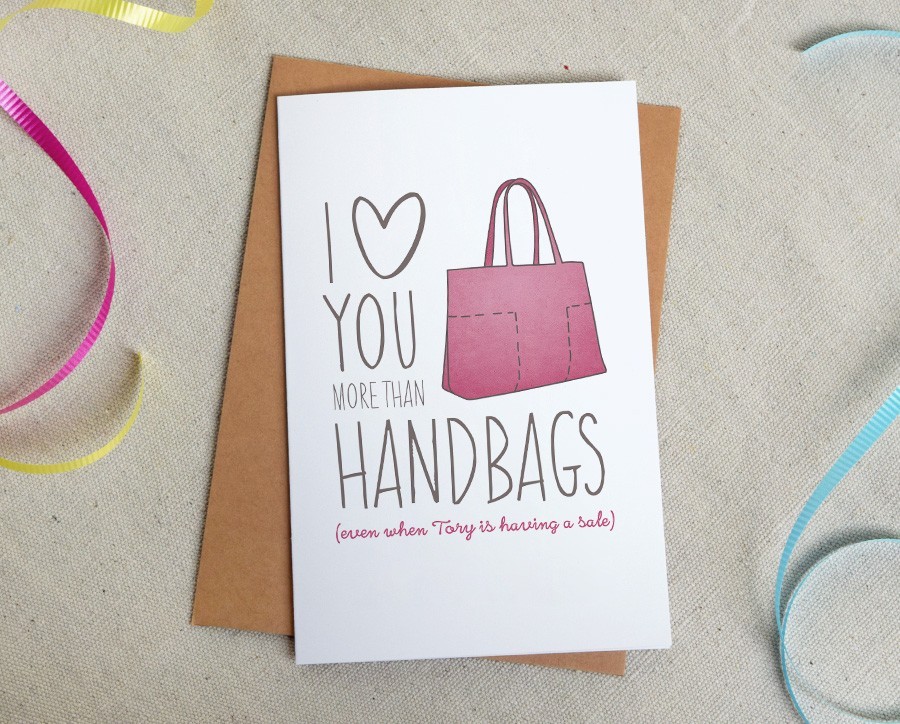 Funny Anniversary Card, More Than Handbags, 5x7 Folded, Kraft Envelope gallery