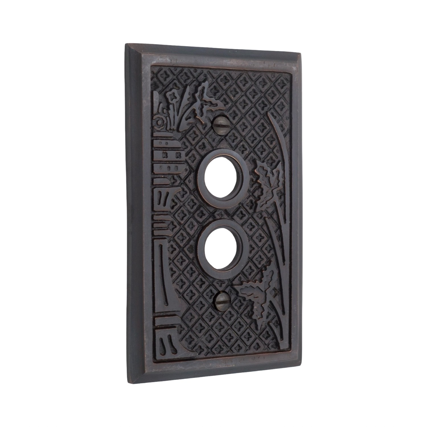 Victorian Style Single Gang Push Button Switch Cover Plate Heavy Bronze gallery