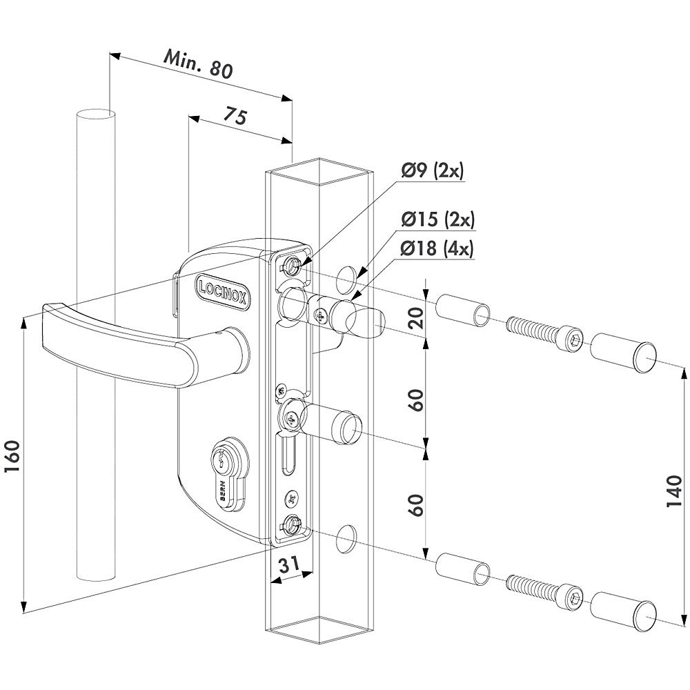 Locinox Surface Mounted Garden Gate Lock Black gallery