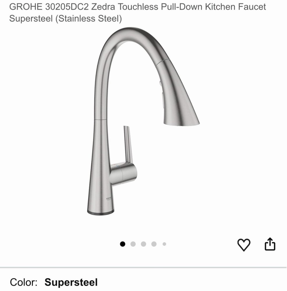 GROHE 30205DC2 Zedra Touch less Pull Down Kitchen Faucet Supersteel