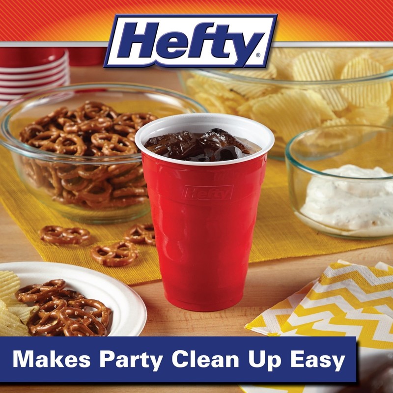 Hefty Party On Disposable Plastic Cups, Red, 18 oz, 50 Count pack of 2 FREESHIP gallery