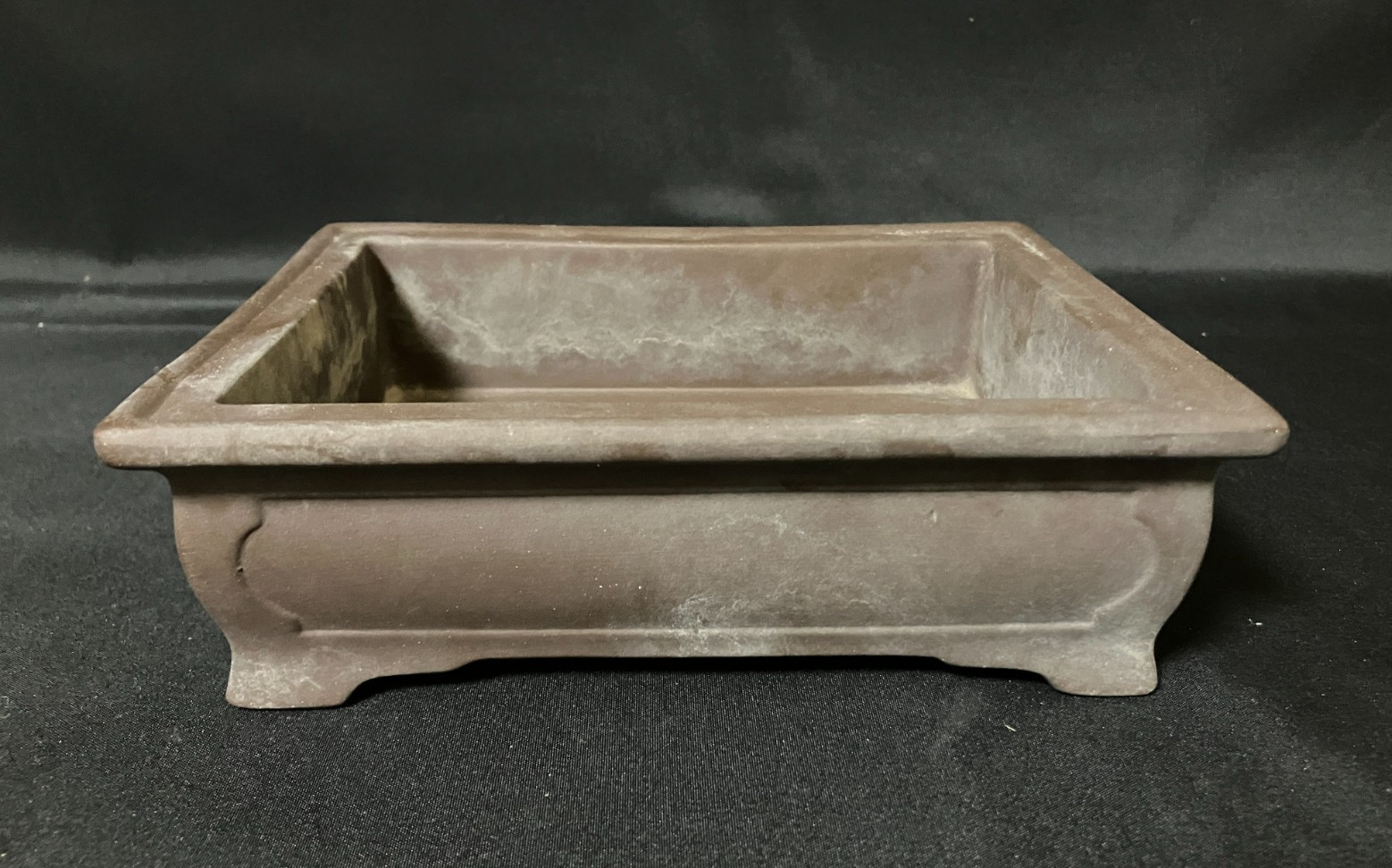 Japanese Bonsai Pot Rectangular Unglazed Brown Medium Signed Vintage gallery