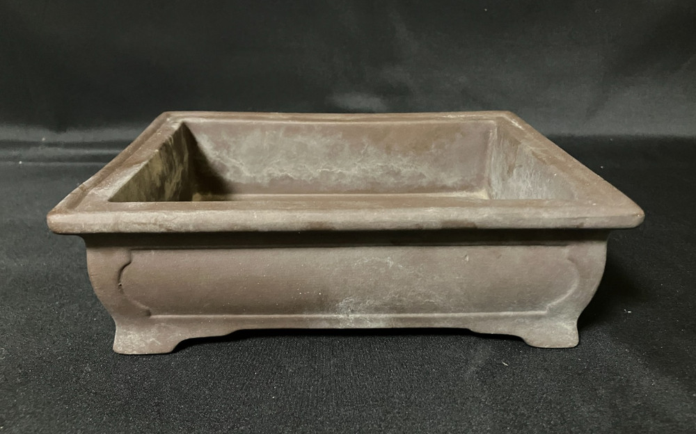 Japanese Bonsai Pot Rectangular Unglazed Brown Medium Signed Vintage