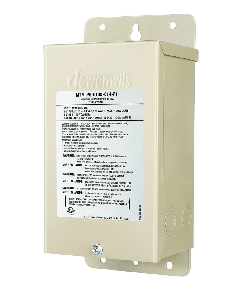 DEWENWILS 100W Pool Light Transformer 12V/13V/14V AC, UL Listed, Multi-tap