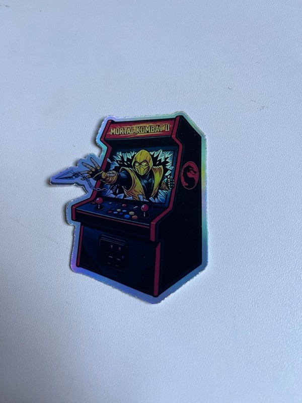 Retro Mortal Kombat 2-arcade machine Scorpion 3inch Holographic Sticker gallery